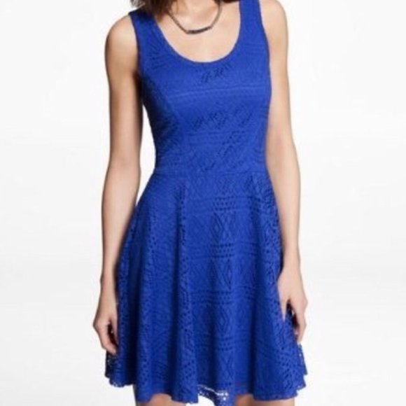 Express Dresses & Skirts - Express Royal Blue Eyelet Flare Skater Dress